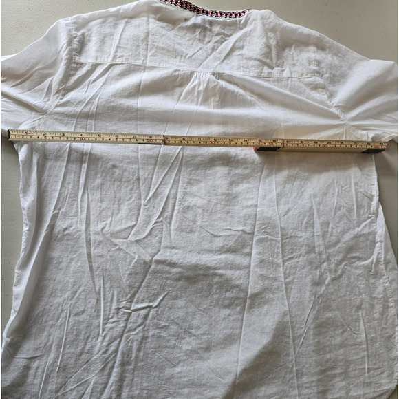 Gap Long Sleeve Blouse Women's XXL White w/ Red & Black Embroidered - Picture 11 of 16
